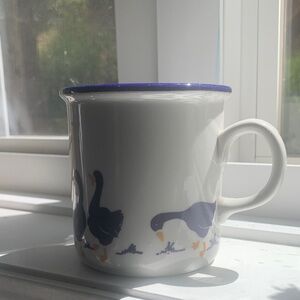 White Mug with Blue Goose Design Porcelain Made in Italy